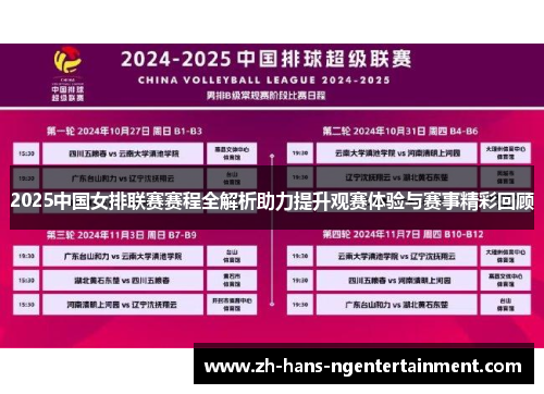 2025中国女排联赛赛程全解析助力提升观赛体验与赛事精彩回顾